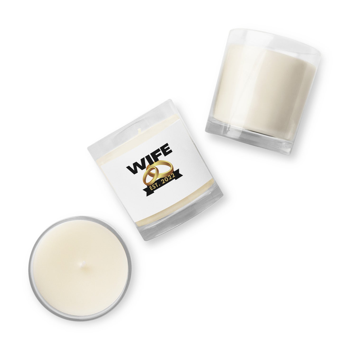 Wife Est. 2022 - Glass jar soy wax candle