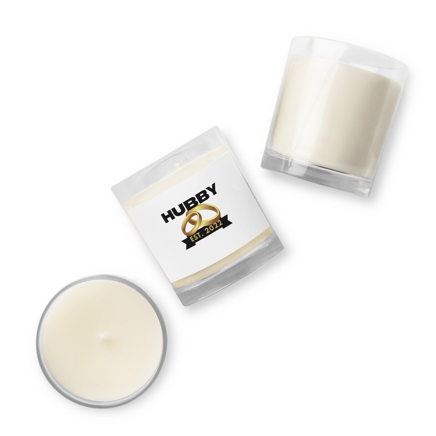 Hubby Est. 2022 - Glass jar soy wax candle